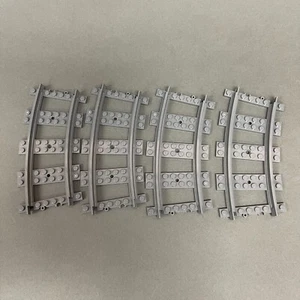 Lego 53400 Train Tracks Curved Gray Replacement Parts Pieces Lot of 4 - Picture 1 of 3