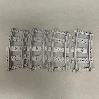 Lego 53400 Train Tracks Curved Gray Replacement Parts Pieces Lot of 4 - Image 1 of 3