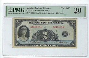 1935 Bank of Canada $2 Dollar  Bank Note BC-3 PMG 20 - Picture 1 of 2