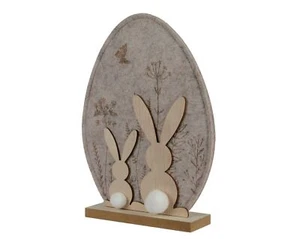 Dekofigur Osterei mit Osterhasen 25cm Filz Holz Dekoei Osterdeko Tischdeko - Bild 1 von 1