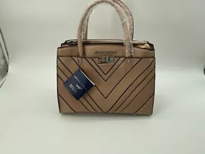 NWT Adrienne Vittadini Taupe Maxine Collection Faux Leather Satchel/Crossbody - Picture 1 of 11
