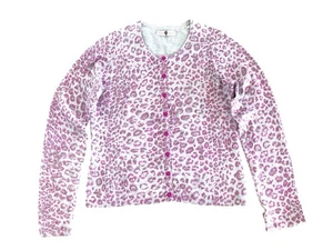 Cárdigan corto Rebecca Taylor mezcla de cachemir suéter gris fucsia leopardo talla L - Imagen 1 de 9