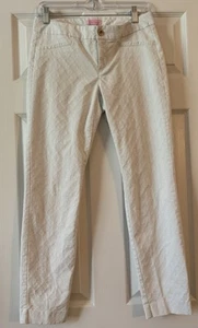 Lilly Pulitzer Women’s White Kelly Ankle Pants Textured Skinny Slim Leg Sz 4 - Picture 1 of 7