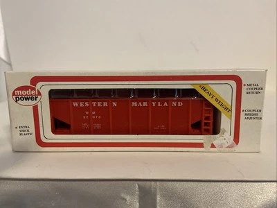 Model Power Western Maryland HO 2 bay open hopper car red 8061 original box D - Image 1 of 4