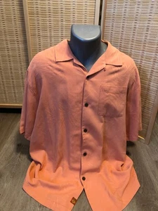 Tommy Bahama dezentes Hawaiihemd mit Knopfleiste 100% Seide orange Große L (H337) - Bild 1 von 12