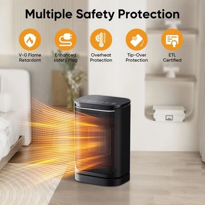 Electric Ceramic Small Space Heater,Portable Heaters Fan,Adjustable Thermostat - Image 1 of 4