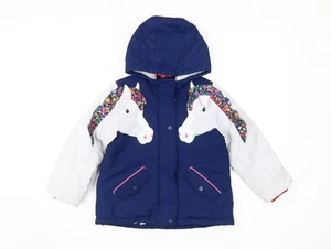 Mini Boden Girls Blue Horse Puffer Jacket 4-5Y - Picture 1 of 12