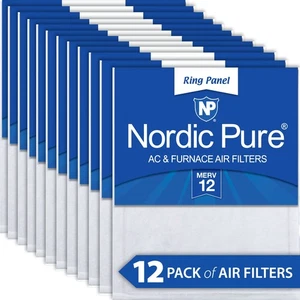 Nordic Pure 14x20x 1/2 Half Inch Ring Panel MERV 12 Furnace Air Filters 12 Pack - Picture 1 of 6