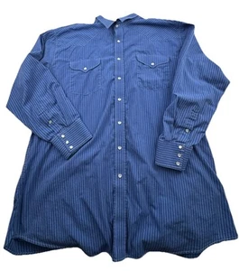 Panhandle Slim Western Pearl Snap Shirt Mens 18 1/2 36 Long Sleeve Blue Striped - Picture 1 of 20