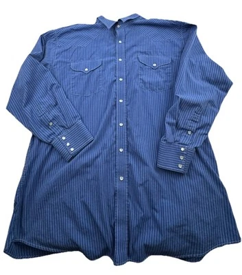 Panhandle Slim Western Pearl Snap Shirt Mens 18 1/2 36 Long Sleeve Blue Striped - Image 1 of 4