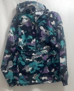 Champion Women Jacket Medium Multi Windbreaker 1/4 Zip Pouch Camouflage - Picture 1 of 3