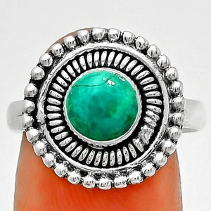 Natural Turquoise Magnesite 925 Sterling Silver Ring s.8.5 Jewelry R-1388 - Picture 1 of 5