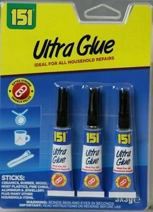 151 Ultra Kleber 3x3g Haushalt Reparaturen Kleber extra starker Stick Haushaltsartikel - Bild 1 von 2