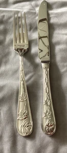 Retroneu Tuileries Leaf Garden Dinner Knife & Fork Unused Stainless Flatware - Picture 1 of 4