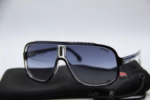 NEW CARRERA 1058/S D5108 BLACK CLEAR BLUE AUTHENTIC SUNGLASSES W/CASE 63-11 - Picture 1 of 5