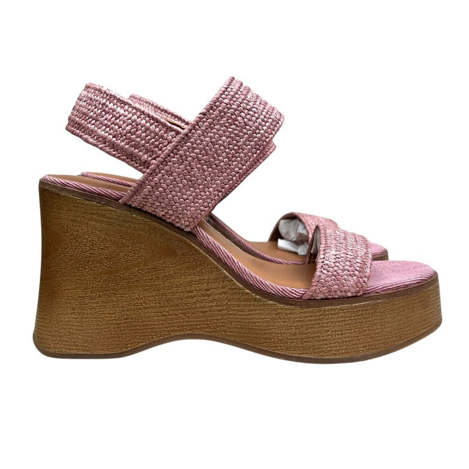Sandalias de cuña con plataforma Lucky Brand para mujer Delukah rosa tejido talla 8M Foto 1 de 4