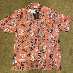 NC STATE WOLFPACK by WES AND WILLY Herren MEDIUM Blumenmuster hawaiianisches Knopfhemd - Bild 1 von 12