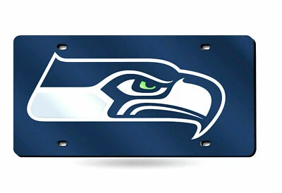 西雅图海鹰队NFL蓝色激光标签车牌 — 第 1/2 张图片