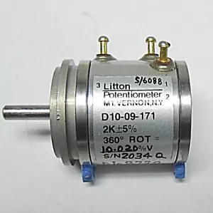 D10-09-171 LITTON POTENTIOMETER RESISTOR 2 KILOHMS/ .45 WATTS NEW OLD STOCK - Picture 1 of 5