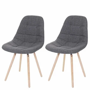 Juego de 2 sillas de cocina HWC-A60 II, silla silla de comedor, retro, tela/textil gris - Imagen 1 de 7