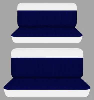 Se adapta a Dodge Special 1948 sedán de 4 puertas fundas de asiento de banco delanteras y traseras blanco azul Foto 1 de 4