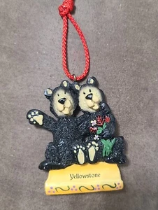 Ornamento natalizio orso pietra gialla due orsi neri onda souvenir - Foto 1 di 6