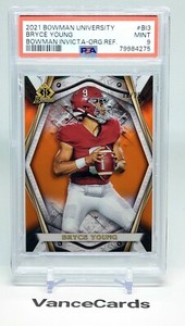 BRYCE YOUNG Orange Refractor Invicta #/25 SSP RC 2021-22 Bowman U University 