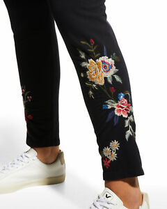 Johnny Was Flower PINA Legging Embroidery Leggings Pant BLACK Floral LARGE XL NW