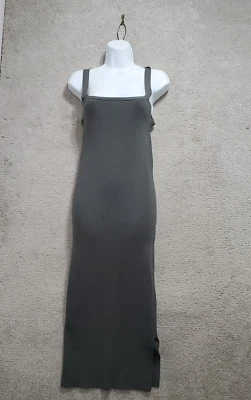 Maxi Vestido Theory Tank Para Mujer Pequeño Verde Gris Tejido Abertura Lateral Acanalado Festival Foto 1 de 4