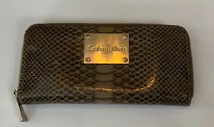 Calvin Klein Zip Around Snake Print Large Wallet Hardware Scratched See Pics - Picture 1 of 9