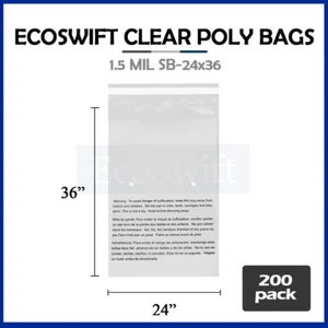 200 bolsas de polietileno transparentes de advertencia de asfixia auto-sellado grandes 24x36 1,5 mil envío gratuito - Imagen 1 de 6