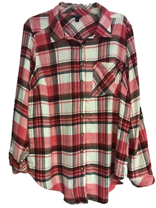 Torrid 2 Red Plaid Button Up Shirt Size 2X Long Sleeve Collared Soft - Picture 1 of 8