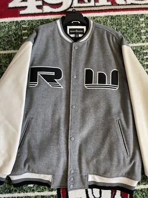 Mens Rocawear Varsity Jacket 3XL Black/Gray/Off White - Image 1 of 4