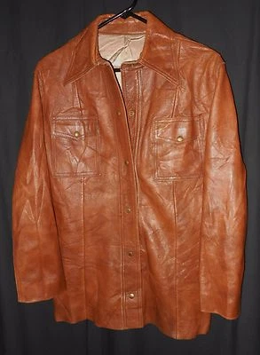 Scully Leather Jacket Simple Shirt Style Flare Collar Hippy Boho Women's 14 - Image 1 of 4