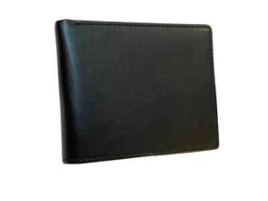 Men's Black Leather Wallet - Slim Bifold with Multiple Card Slots - Picture 1 of 5