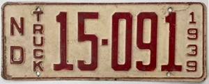 North Dakota 1939 Truck License Plate 15-091 Original Paint - Picture 1 of 2