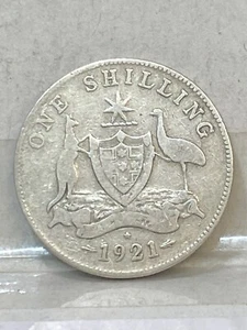 AUSTRALIA SHILLING 1921* STAR Low Mint KEY DATE CV $190.00 RARE - Picture 1 of 2