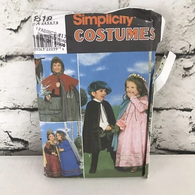 Simplicity Patterns 8318 Childs Costumes Renaissance/Medieval Size A 3-8 Uncut - Image 1 of 2