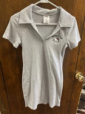 Mini Vestido Polo Acanalado SANRIO Hello Kitty Gris Jaspeado Para Mujer Talla Mediana Foto 1 de 4