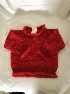 HANDMADE/KNITTED PULLOVER BABIES SWEATER, RED, 1T-2T Boy/Girl - Picture 1 of 12