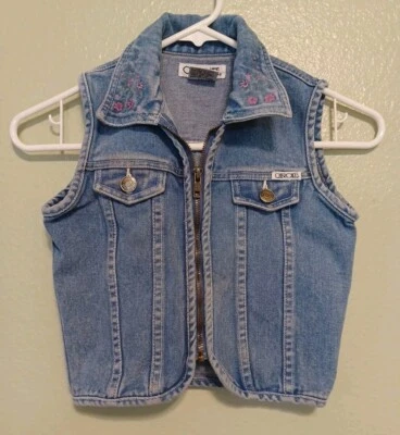 Vintage Kids/Girls Cherokee Denim Vest Zip-up Size Small (6/6X) used As-Is  - Image 1 of 4