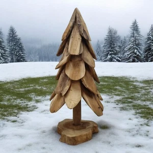 Root Wood Decoration Christmas Tree Teak Solid Wood Tree Winter Snow Garden - Picture 1 of 18