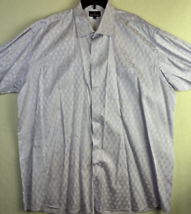 Stacy Adams Button Up Shirt 19 34/35 Silver/Purple Dot Pattern French Cuffs