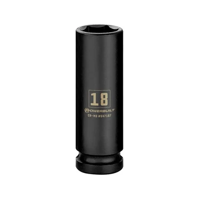 Powerbuilt 1/2 Inch Drive x 18 MM 6 Point Deep Impact Socket - 647187 - Image 1 of 4