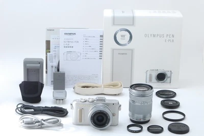 [TOP MINT in Box]OLYMPUS PEN E-PL8 16.1MP Digital Camera White 2 Lens From JAPAN - Image 1 of 4