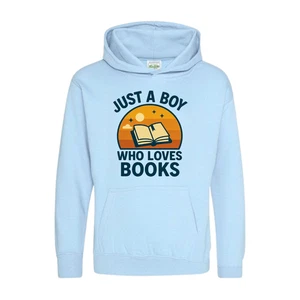 Just A Boy Who Loves Books Hoodie Tee – Reading Lover Gift for Kids - Picture 1 of 7