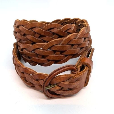 Christian Dior Woven Belt Mens Size M 34 Leather VTG Caramel British Tan - Image 1 of 4