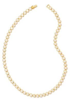 Kendra Scott Carmen 金色网球项链和手链白色水晶 — 第 1/4 张图片