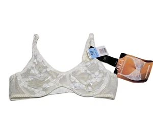 NEU Vintage Olga transparent weiß Blumen ungefüttert Bügel BH Gr 34B 33010 Neu mit Etikett - Bild 1 von 8