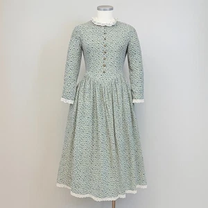 Hand Made Prairie Dress Womens Small Floral Calico Lace Trim Cottagecore Costume - Picture 1 of 11